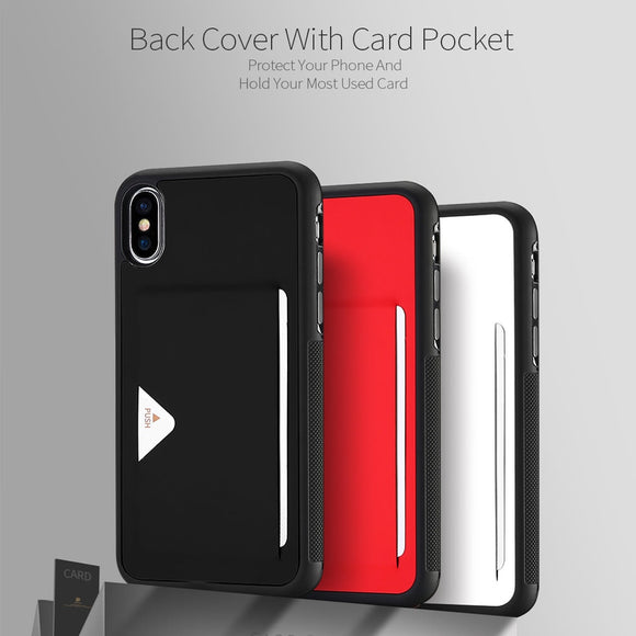 Capa Protetora De couro Com suporte para cartão de credito iphone 11 pro xs max xr x 7 8 plus 6s 5 5S se